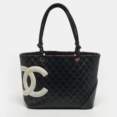 Pre-owned Chanel Black Quilted Leather Large Cambon Ligne Tote