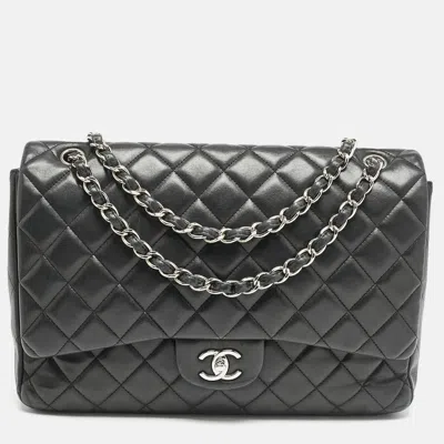 Pre-owned Chanel Black Quilted Leather Maxi Classic Single Flap Bag