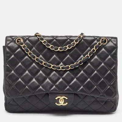 Pre-owned Chanel Black Quilted Leather Maxi Classic Single Flap Bag