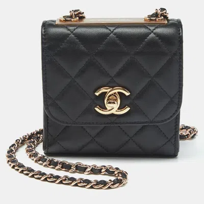 Pre-owned Chanel Black Quilted Leather Micro Trendy Cc Clutch Bag