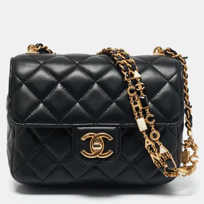 Pre-owned Chanel Black Quilted Leather Mini Classic Flap Bag