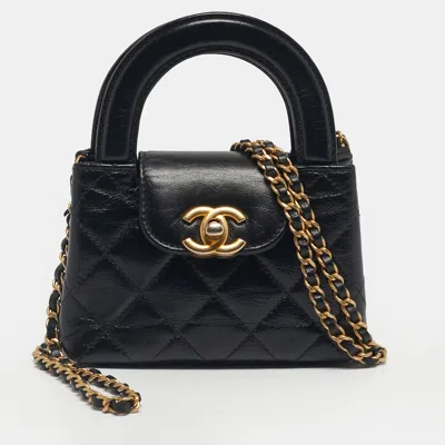 Pre-owned Chanel Black Quilted Leather Mini Nano Kelly Crossbody Bag