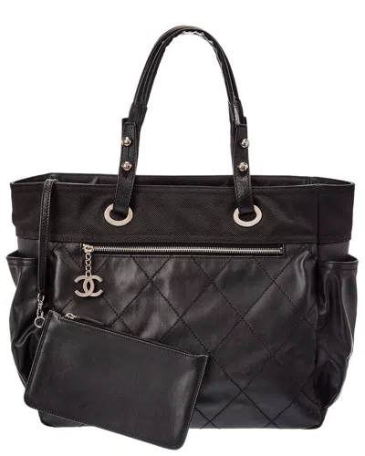 Pre-owned Chanel Black Quilted Leather Paris Biarritz Tote B (authentic Pre-loved)