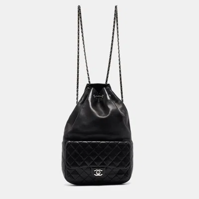 Pre-owned Chanel Black Quilted Leather Seoul Backpack