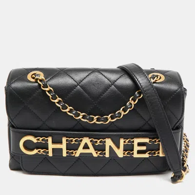 Pre-owned Chanel Black Quilted Leather Small Enchained Flap Bag