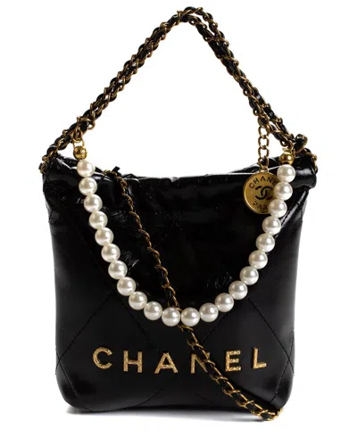 Pre-owned Chanel Black Quilted Mini 22 Hobo Handbag (authentic )