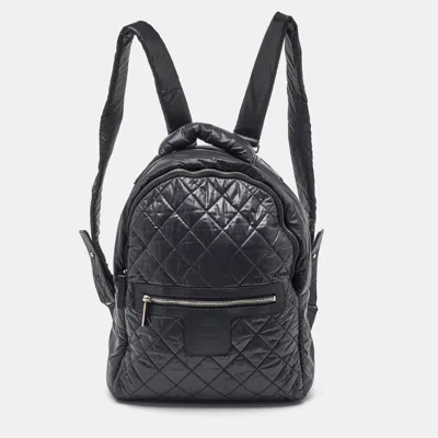 Pre-owned Chanel Black Quilted Nylon Coco Cocoon Backpack