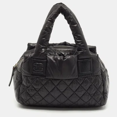 Pre-owned Chanel Black Quilted Nylon Coco Cocoon Bowler Bag