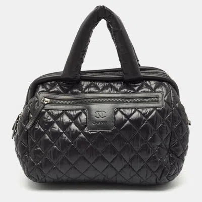Pre-owned Chanel Black Quilted Nylon Coco Cocoon Bowler Bag