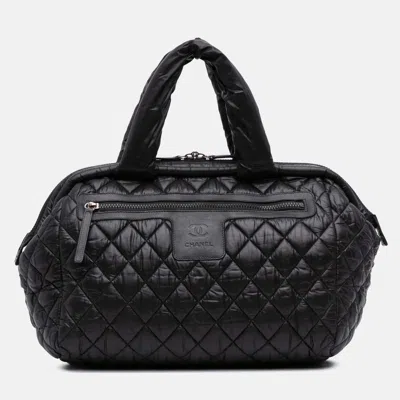 Pre-owned Chanel Black Quilted Nylon Coco Cocoon Bowler Bag