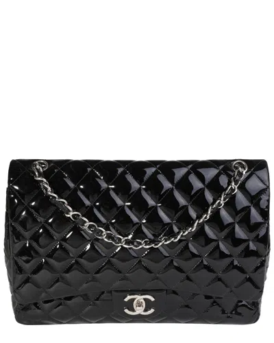 Pre-owned Chanel Black Quilted Patent Leather Maxi Classic Double Flap Bag (authentic  Pre-loved)