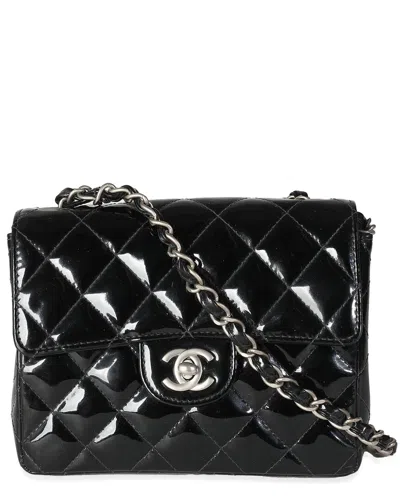 Pre-owned Chanel Black Quilted Patent Leather Mini Square Flap Bag (authentic Pre-loved)