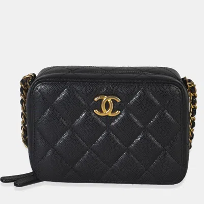 Pre-owned Chanel Black Quilted Twist Your Buttons Clutch With Chain