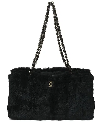 Pre-owned Chanel Black Rabbit Fur Shoulder Bag (authentic Pre-loved)