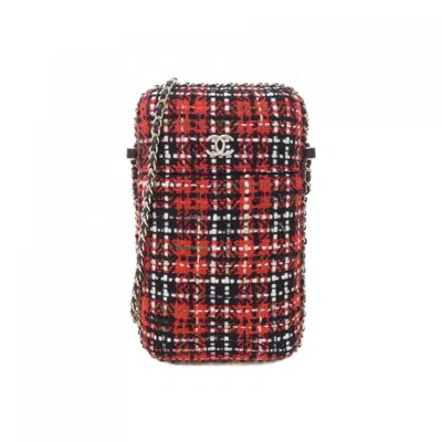 Pre-owned Chanel Black Red Color Tweed Shoulder Bag ()