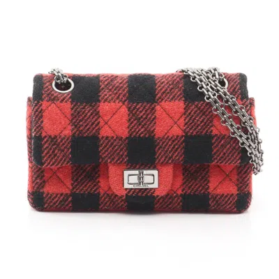 Pre-owned Chanel Black Red Color Wool Shoulder Bag () In Multi