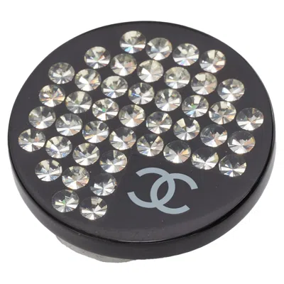 Pre-owned Chanel Black Resin Rhinestone Brooch