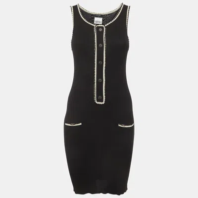 Pre-owned Chanel Black Rib Knit Sleeveless Midi Dress M