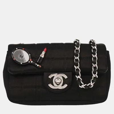 Pre-owned Chanel Black Satin Choco Bar Lipstick Shoulder Bag