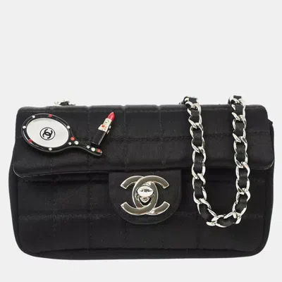 Pre-owned Chanel Black Satin Choco Bar Lipstick Shoulder Bag