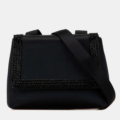 Pre-owned Chanel Black Satin Coco Mark Square Shoulder Bag
