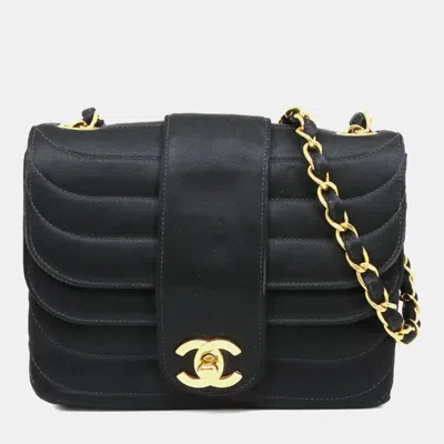 Pre-owned Chanel Black Satin Mini Mademoiselle Chain Shoulder Bag