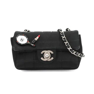 Pre-owned Chanel Black Satin Shoulder Bag ()