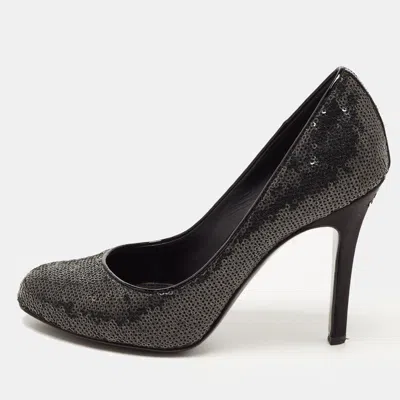 Pre-owned Chanel Black Sequins Cc Pumps Size 37.5