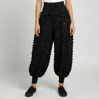 Pre-owned Chanel Black Sheer Patterned Tulle Knit Harem Pants M