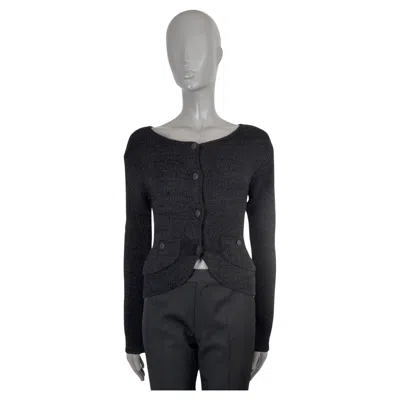 Pre-owned Chanel Black Silk 2012 12c Antibes Button-front Cardigan Sweater 38 Xs
