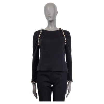 Pre-owned Chanel Black Silk 2018 Greece Tweed Trim Long Sleeve Shirt 38 S