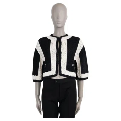 Pre-owned Chanel Black Silk & Cotton 22c Dubai Crochet Cropped Cardigan Sweater 36 Xs