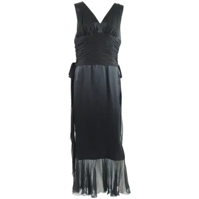 Pre-owned Chanel Black Silk And Silk Chiffon Sleeveless Gown - 42 - 06a
