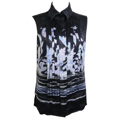 Pre-owned Chanel Black Silk Leaves Sleeveless Shirt