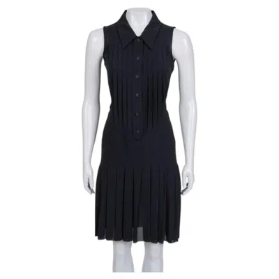 Pre-owned Chanel Black Silk Pleated Dress Sz.34