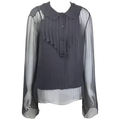 Pre-owned Chanel Black Silk See Through Long Sleeves Blouse