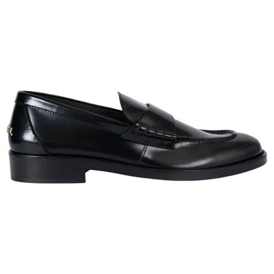 Pre-owned Chanel Black Silk Shiny Leather 2023 23s Loafers Shoes 41.5 Fit 41