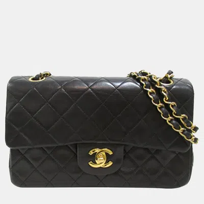 Pre-owned Chanel Black Small Classic Lambskin Double Flap