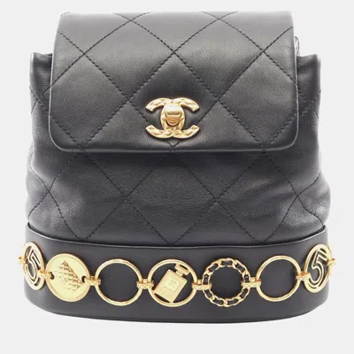 Pre-owned Chanel Black Small Lambskin Charms Backpack