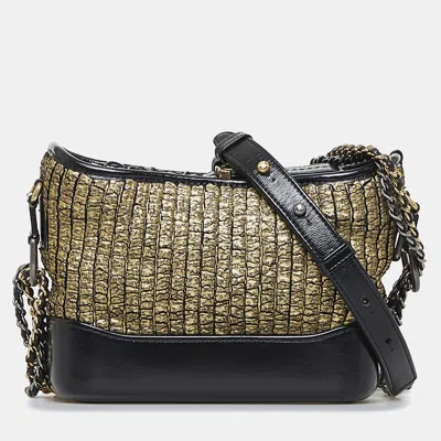 Pre-owned Chanel Black Small Painted Knit Gabrielle Crossbody Bag