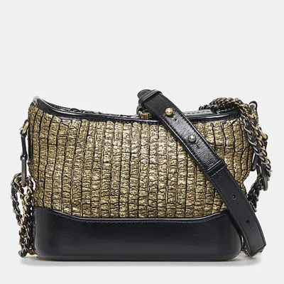 Pre-owned Chanel Black Small Painted Knit Gabrielle Crossbody Bag