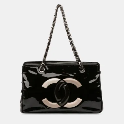 Pre-owned Chanel Black Small Patent Lipstick Tote