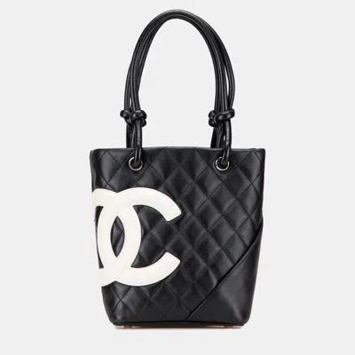 Pre-owned Chanel Black Small Quilted Lambskin Cambon Ligne Tote