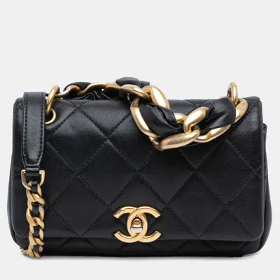 Pre-owned Chanel Black Small Quilted Lambskin Chain Is More Flap