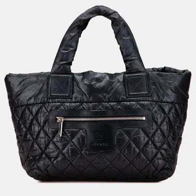 Pre-owned Chanel Black Small Quilted Nylon Coco Cocoon Tote