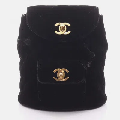 Pre-owned Chanel Black Small Velvet Duma Backpack