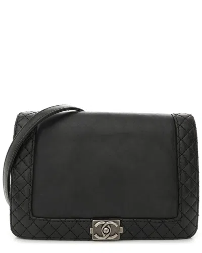 Pre-owned Chanel Black Snakeskin Small Boy Reverso Flap (authentic Pre-loved)