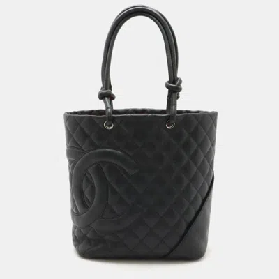 Pre-owned Chanel Black Soft Calf Leather Cambon Line Medium Tote Bag