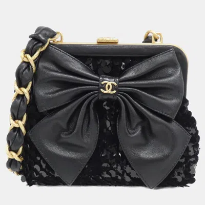 Pre-owned Chanel Black Spangle Chain Clutch