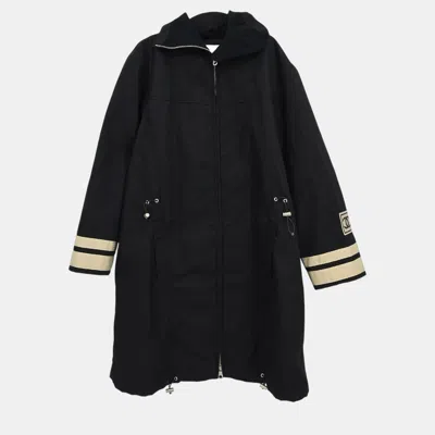 Pre-owned Chanel Black Sport Line Zip Up Coat Woman Size 42